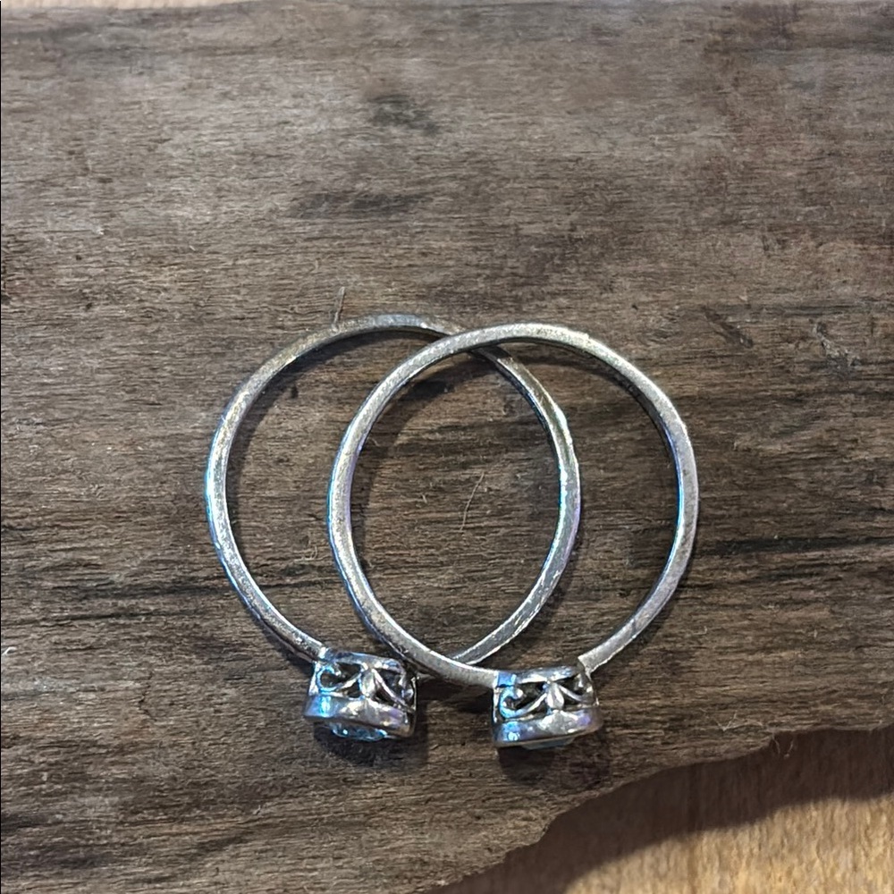 Stacking 925 Silver and Blue Stone Rings - Picture 2 of 4